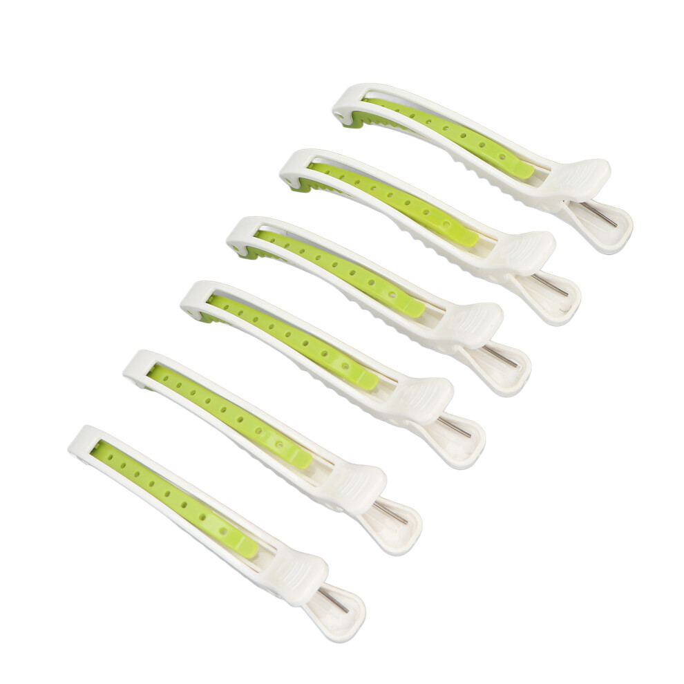 Unisex White/Green 6Pcs Abs Hair Styling Clips For Salon Hair Cutting & Makeup ()