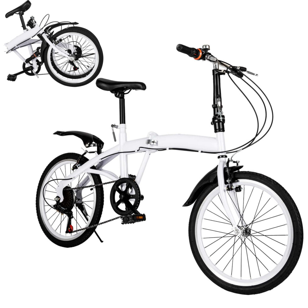 Adult Folding Bike, 20 Inch, for 135180 cm, Women and Men, 6Speed, White-image-OPC-PJBPHRQ-NEW