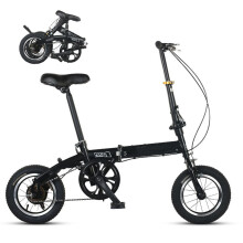 Adults Teenagers Folding Bike 12 Inch Quick Folding Frame Single Speed Black