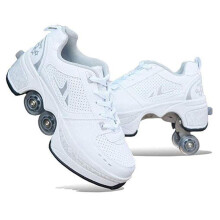 Deform Wheels Skates Roller Skates Casual Shoes Trainers Men Women Runaway Four Wheel Skates, White34