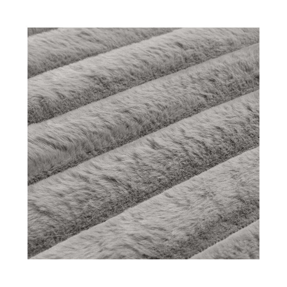 (Grey Ribbed, 160 x 230cm) Embossed Tufted Rug Arches Geo Waffle Ribbed Bubble Cable Knit Textured Soft Cosy Plush Plump Fleece Faux Fur Jacquard Anti-image-OPC-PJBPJYW-NEW