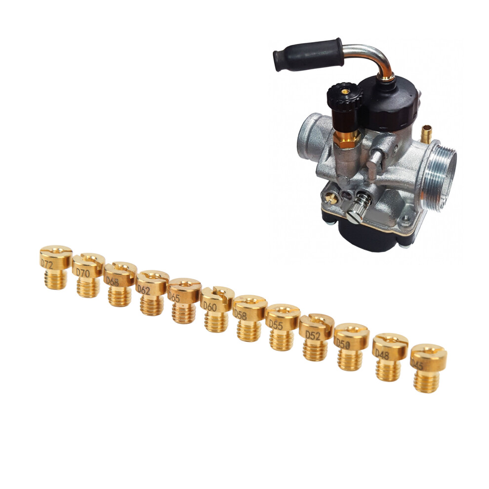 12Pcs Carburetor Main Jets And Nozzles Metal For Dellorto Phbg Sha Shb Shbc Gold 8101333019300