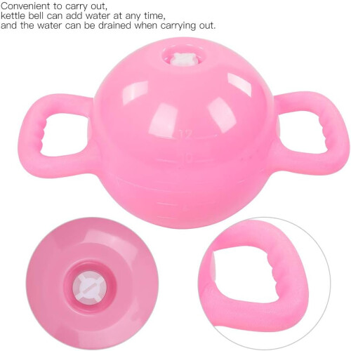 Water Filled Kettlebells, Non-Slip Handle, Pink 12.9in 1
