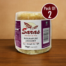 Saras Jaggery 1Kg (Pack of 2) | Natural & Pure Gud | Unrefined Cane Sugar | Chemical-Free, Rich in Minerals & Nutrients