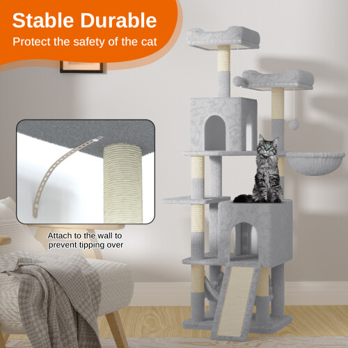 Christmas gift 158cm Cat Tree Multi Level Cat Scratching Post Kitten Scratching Post Climbing Activity Centre 2