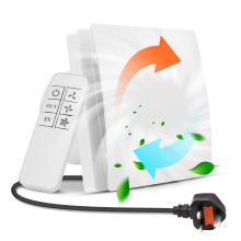 100mm Silent Extractor Fan with Remote Control - 2-Way Ventilation (Exhaust/Intake), 3-Speed, 130 m3/h, ABS+Copper Motor, Low Noise