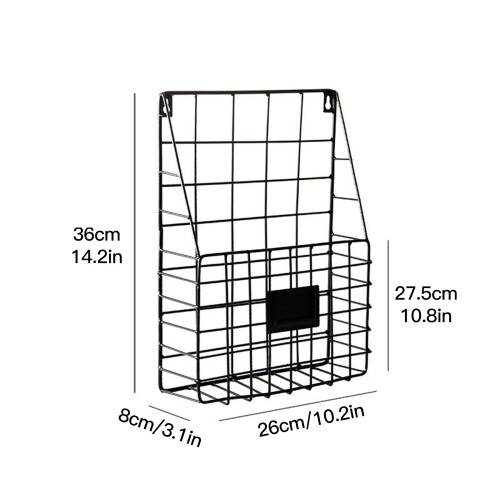 Iron Wall Newspaper Rack 36x26x8cm Black/White Home Organizer 1