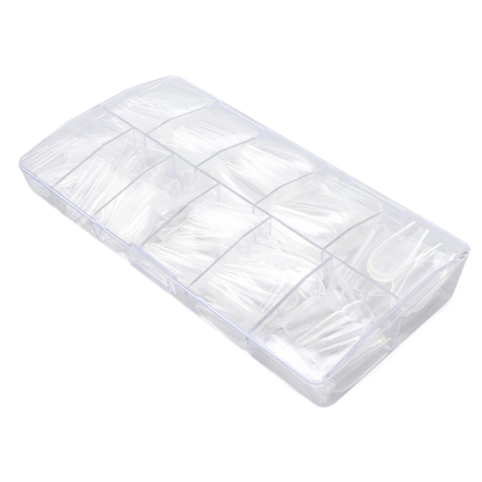 500pcs Long Clear Nail Tips for Gel Acrylic & Dipping Powder