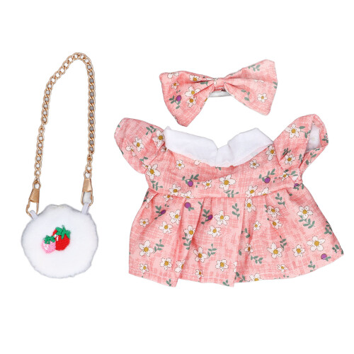 20cm/8in Plüsch-Puppen-Kleider-Set mit Schleifen-Kleid 1