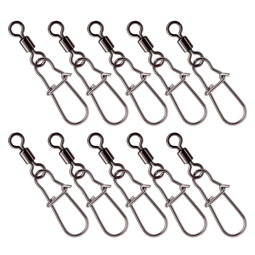 Fishing Swivels With Locking Hooks, Ball Bearing, 10 Pack
