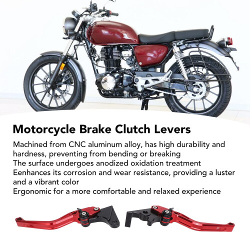 CB350 Hness/GB350 Par de palancas ajustables CNC rojas 2