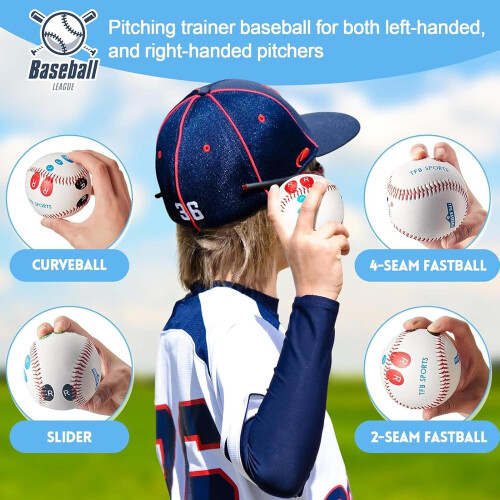Professional Pitch Training Baseball with Color Coded Finger Placement Markers 2