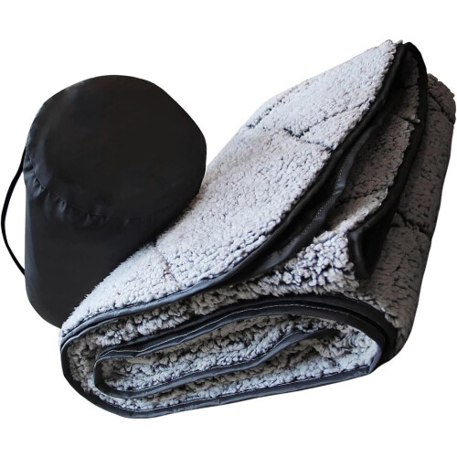 fleece camping blanket, waterproof outdoor blanket, soft, moistureresistant folding mat for 2