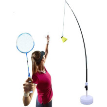 Badminton trainer, 65–330 cm adjustable pole, rebound trainer, 3 balls, racket, storage bag