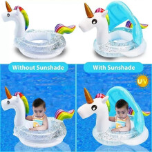 Inflatable Unicorn Baby Swimming Mattress with Lifeguard