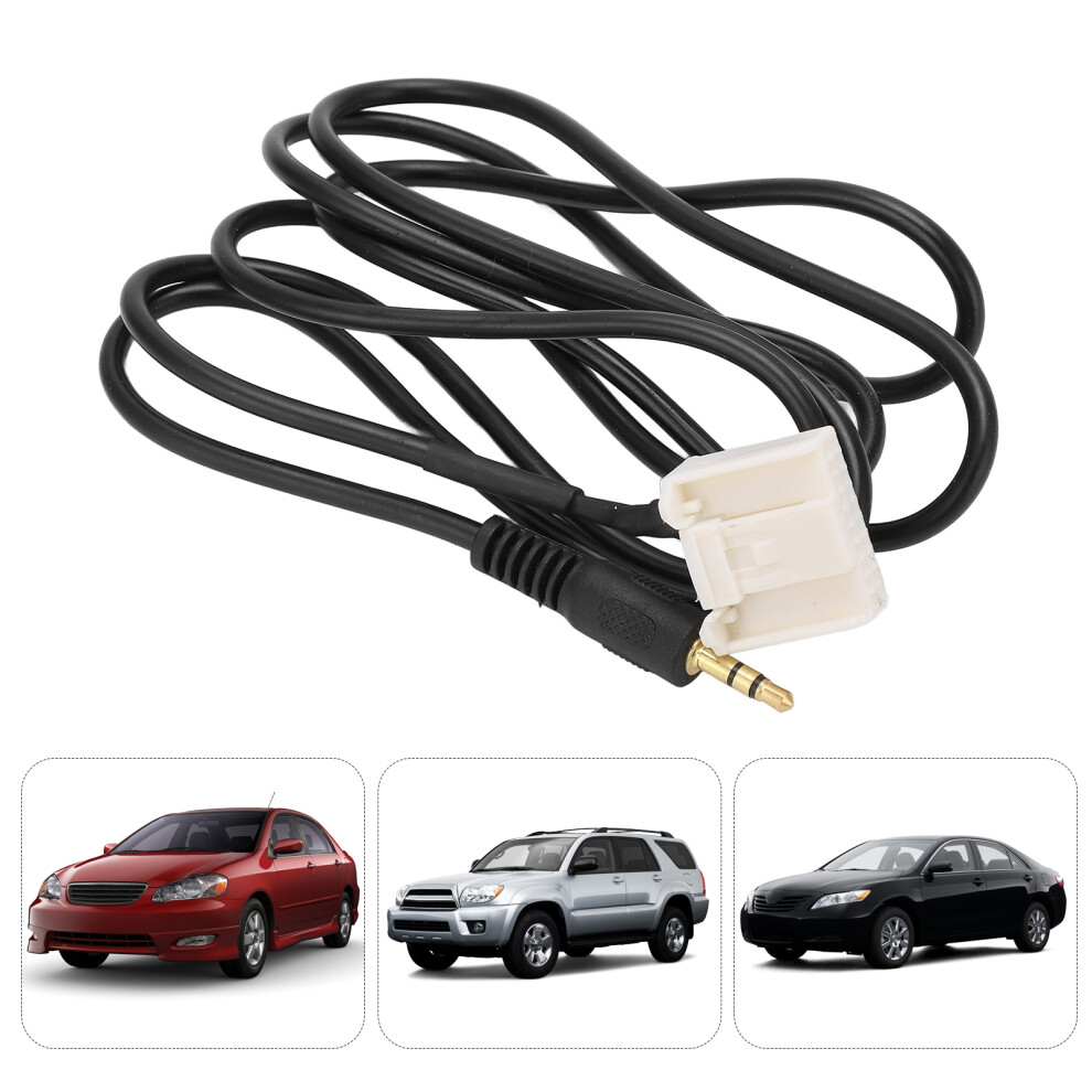 1M Long Aux Audio Cable 3.5Mm For Camry Corolla Rav4 Highlander Black 9371333035160