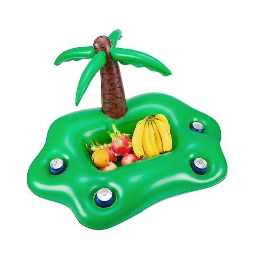 Floating inflatable pool bar with cup holder for drinks
