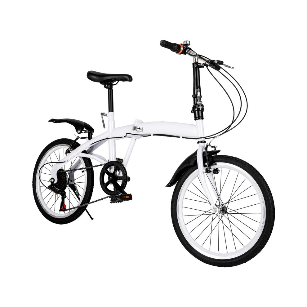 20 Inch Adult Folding Bike, 6Speed, White, Outdoor Sports City Bike-image-OPC-PJBPQVQ-NEW