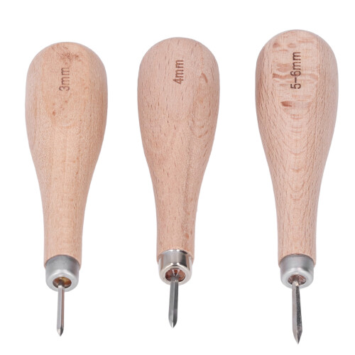 3Pcs Leather Awl High Hardness Ergonomic Design