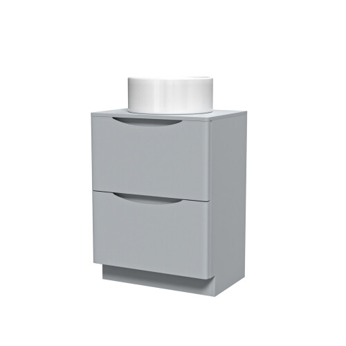 NES Home Nes Home 600mm Matte Grey Freestanding Vanity Unit With Round Bowl Basin 1