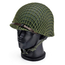 Wwii Us Army M1 Green Helmet Replica with Mesh/Canvas Chin Strap Tactical Ball Equipment for Airsoftball CS Game Ref: 3112