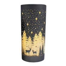 (Grey) LED Light Up Glass Cylinder Christmas Decoration - 20cm