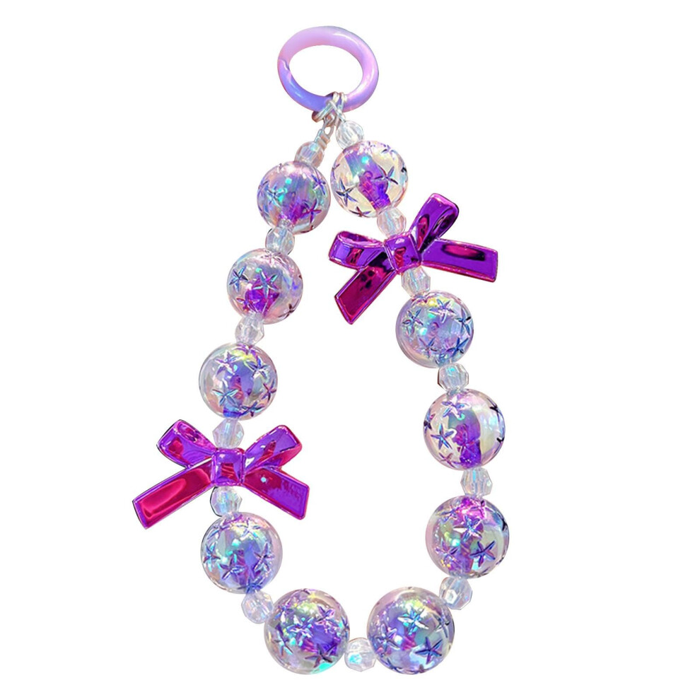 Mobile Phone Charm Beads Cell Phone Lanyard Handmade Purse Backpack Accessory Cartoon Pearl Keychain For Holiday Wedding Purple 6276012208589