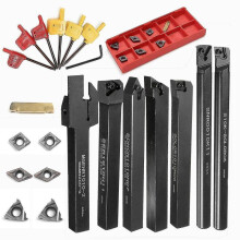Cutting Tools 10mm 7pcs Shank Lathe Turning Tool Holder Boring Bar with 7pcs Insert And Wrench Wrenc