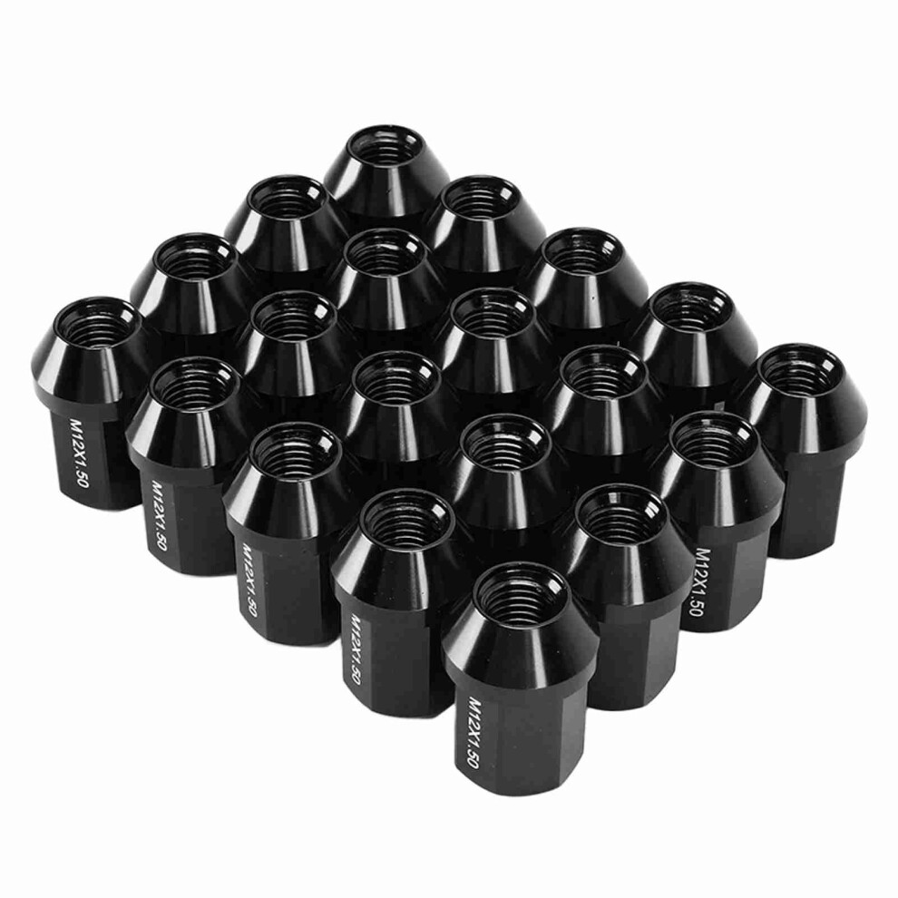 20Pcs M12x1.5 Aluminum Alloy Wheel Lug Nuts 35Mm Closed End Replacement Black 7901333073880