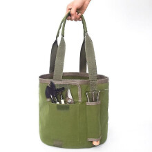 Gardening Tools Tote Bag with Pockets - Garden Organizer Bucket for Women, Sturdy Canvas, 5 Gallon T