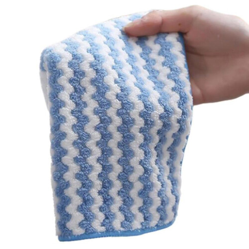 (Blue, 10PCS) 5 Pcs Microfiber Cleaning Rag Absorbent Fleece Cloth Scouring Towel
