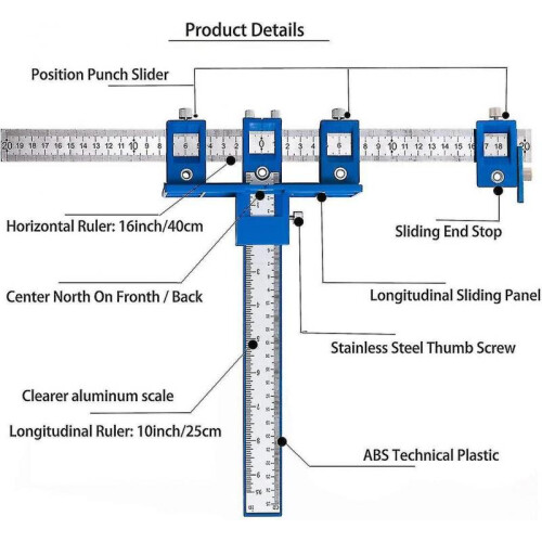 Punch Locator Adjustable Guide Sleeve Cabinet Hardware Jig Punch Locator Template Measuring 1