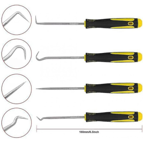 4pcs 6.30 Inch Picks And Hook Set O-ring Hook Mini Screwdriver Puller Remover for Car Oil (d02-4) 2
