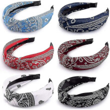 6 Pieces Women Headbands Paisley Headbands Wide Plain Vintage Knot Headband