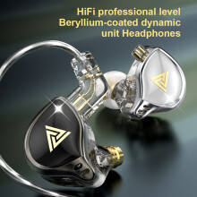 Auricolari QKZ con diaframma in berillio da 10 mm, 22 Ω, neri
