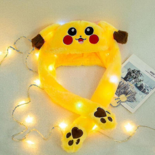 (yellow) Led Glowing Plush Bunny Hat With Moving Jumping Ears 2