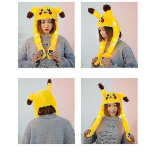 (yellow) Led Glowing Plush Bunny Hat With Moving Jumping Ears 1