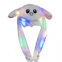 (white) Led Glowing Plush Bunny Hat With Moving Jumping Ears