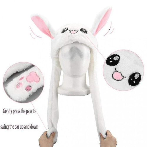 (white) Led Glowing Plush Bunny Hat With Moving Jumping Ears 2