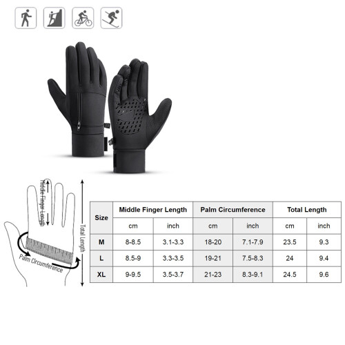 Guanti impermeabili da uomo M/L/XL Nero/Grigio a tre dita 1