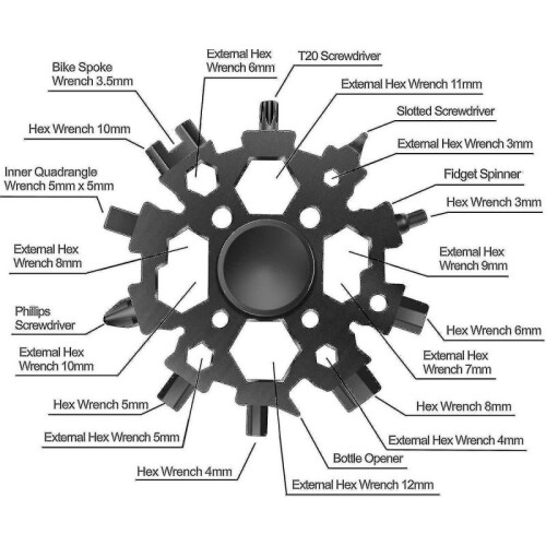 23 In 1 Tool, Snowflake Man Idea with Fidget Spinner Function, Men Anti-stress Gadge