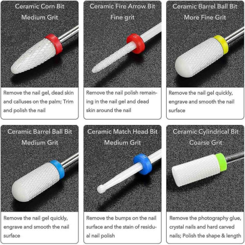 (DH 01) Combined Cutters Set For Manicure , Ceramic Bits Kit Electric Removing Gel Polishing Tools 2