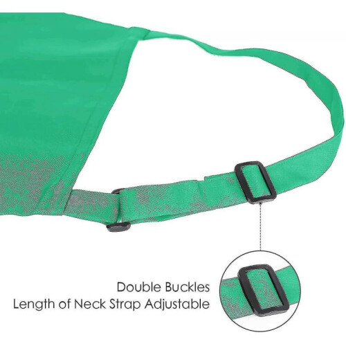 (Green) 2 Pack Unisex Adjustable Bib Apron With 2 Pockets Cooking Kitchen Aprons 2