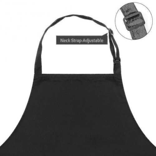 (Black) 2 Pack Unisex Adjustable Bib Apron With 2 Pockets Cooking Kitchen Aprons 2