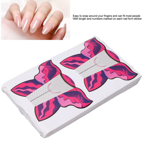 100pcs Rose Red Self-Adhesive Nail Form Stickers for Manicure Guide 2
