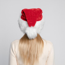 Luxurious Thick Red Santa Hat for Adults - Warm Fluffy Ski Cosplay Cap