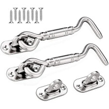 2 Piece Duty Cabin Hook Eye Door Latch 4 Inch Thicken Stainless Steel