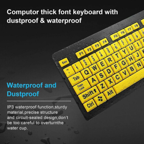 Piao Print Computer Keyboard, Wired Usb High Contrast with Oversized Print Letters for Visually Impa 2