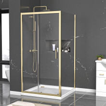 Nes Home 1000 x 1000mm Shower Enclosure Sliding Door & Side Panel Brushed Brass