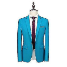 (adult)Fashion New Men's Casual Suit Coat / Fit High Groom Wedding Blazer Jacket 2 Kou Qian Hai Lan